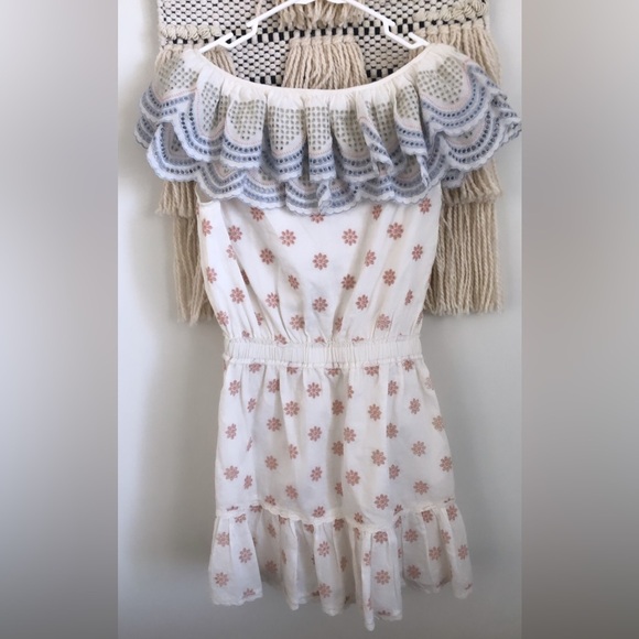 LoveShackFancy Eyelet Embroidered Floral Ruffle Overlay Mini Dress Cottagecore - Picture 4 of 5